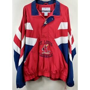 Vintage 90s Starter St Louis Cardinals Red nylon Bomber Jacket Mens XXL